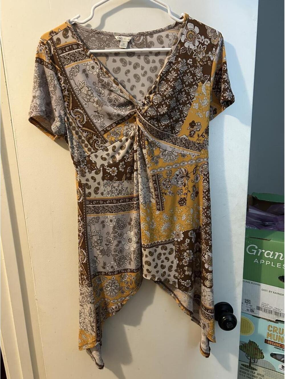 Cato boho paisley and floral print blouse with high low detail size M